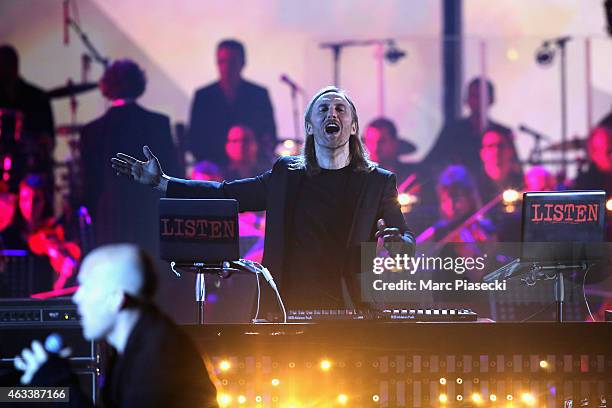 David Guetta performs during the 30th 'Victoires de la Musique' French Music Awards Ceremony at le Zenith on February 13, 2015 in Paris, France.