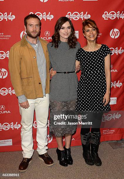 Mark Webber, Keira Knightley and Lynn Shelton attend the "Laggies" premiere at Eccles Center Theatre during the 2014 Sundance Film Festival on...