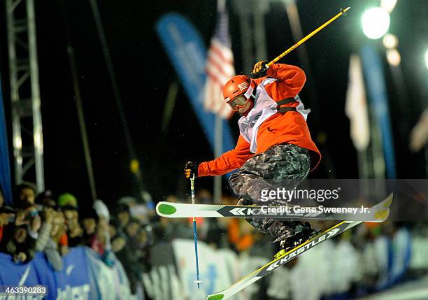 Second place finisher Alex Ferreira of the United States competes during half pipe competition on day one of the Visa U.S. Freeskiing Grand Prix at...