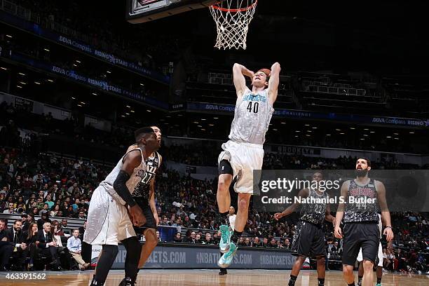 Cody Zeller of the U.S. Team goes up to dunk during a game against the World Team during the BBVA Compass Rising Stars Challenge as part of 2015...