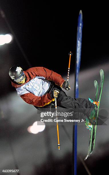 Third place finisher Lyman Currier of the United States competes during the halfpipe competition on day one of the Visa U.S. Freeskiing Grand Prix at...