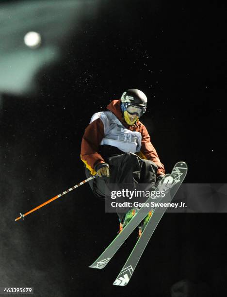 Third place finisher Lyman Currier of the United States competes during the halfpipe competition on day one of the Visa U.S. Freeskiing Grand Prix at...