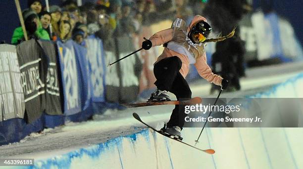 First place finisher Maddie Bowman of the United States competes during the women's halfpipe competition on day one of the Visa U.S. Freeskiing Grand...