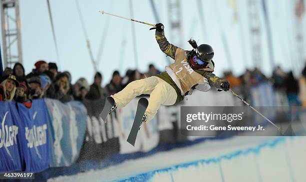 Third place finisher Anais Caradeux of France competes during the women's half pipe competition on day one of the Visa U.S. Freeskiing Grand Prix at...