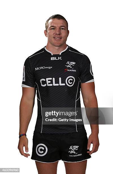 Jean Deysel of the Natal Sharks poses during a Sharks Super Rugby headshots session on January 20, 2015 in Durban, South Africa.