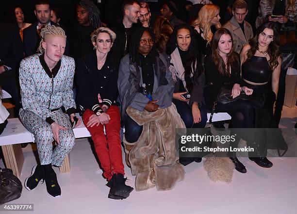 Shaun Ross, Natalia Getty, Whoopi Goldberg, Jerzey Dean and Sophie Simmons attend the August Getty fashion show during Mercedes-Benz Fashion Week...