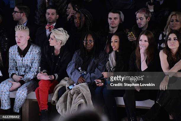 Shaun Ross, Natalia Getty, Whoopi Goldberg, Jerzey Dean and Sophie Simmons attend the August Getty fashion show during Mercedes-Benz Fashion Week...