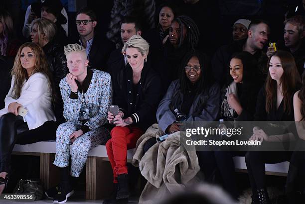 Shaun Ross, Natalia Getty, Whoopi Goldberg and Jerzey Dean attend the August Getty fashion show during Mercedes-Benz Fashion Week Fall 2015 at The...