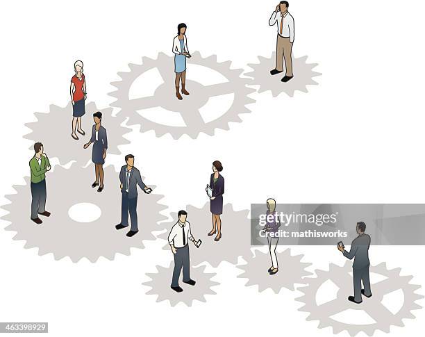 business cogs illustration - pinion stock illustrations