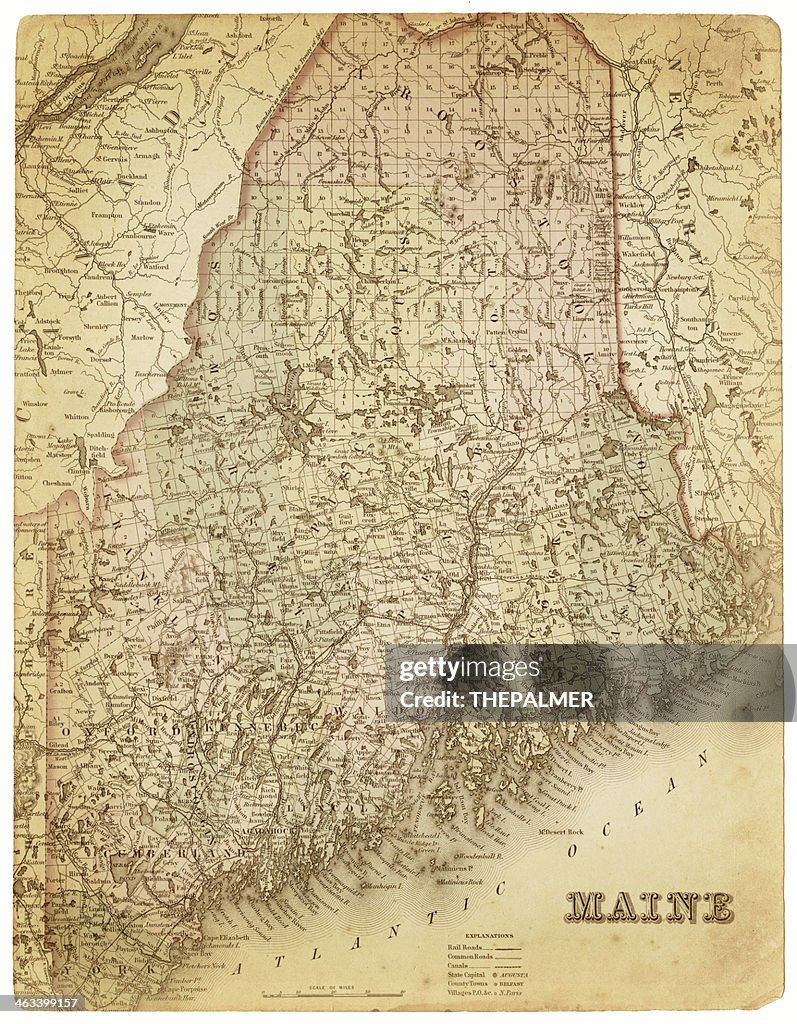 Old map of maine 1856
