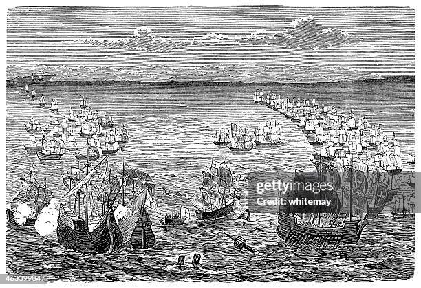 the spanish armada - spanish culture stock illustrations