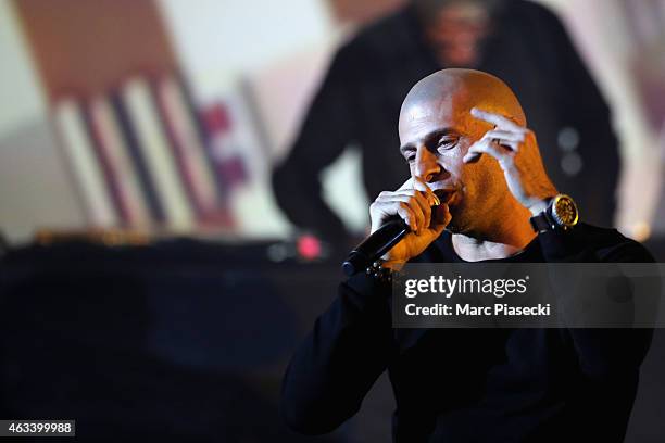 Akhenaton from IAM performs during the 30th 'Victoires de la Musique' French Music Awards Ceremony at le Zenith on February 13, 2015 in Paris, France.