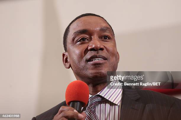 Former NBA player Isiah Thomas attends NBAPA All-Star Youth Summit: Real Talk on February 13, 2015 in New York City.