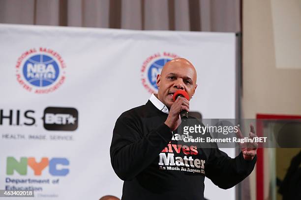 Radio personality Lenny Green attends NBAPA All-Star Youth Summit: Real Talk on February 13, 2015 in New York City.