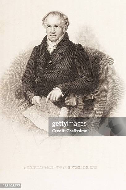 alexander von humboldt engraving from 1844 - alexander von humboldt stock illustrations