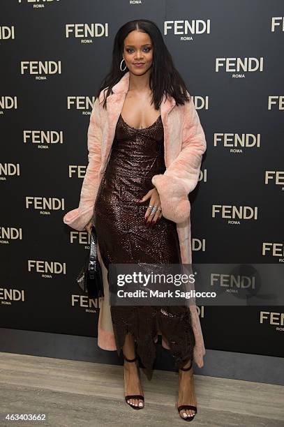 Rihanna attends the Fendi Celebration Dinner of the Flagship Store Opening at the Park Hyatt New York on February 13, 2015 in New York, United States.