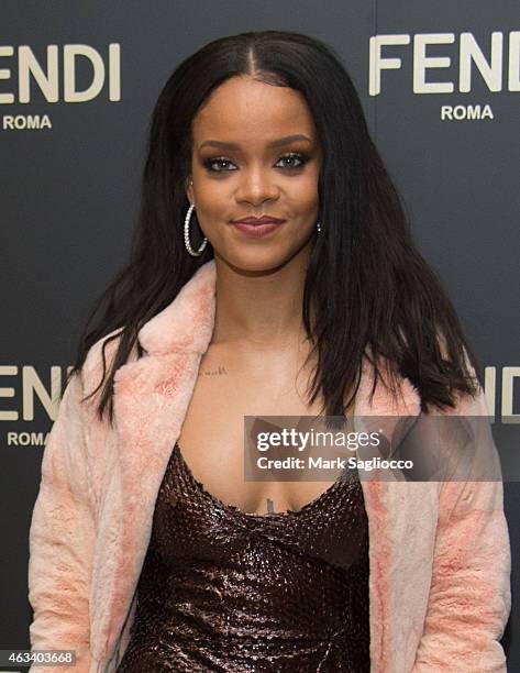 Rihanna attends the Fendi Celebration Dinner of the Flagship Store Opening at the Park Hyatt New York on February 13, 2015 in New York, United States.