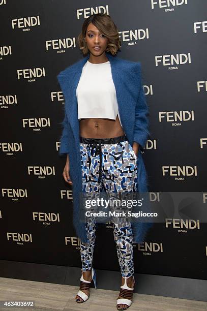 Model Jourdan Dunn attends the Fendi Celebration Dinner of the Flagship Store Opening at the Park Hyatt New York on February 13, 2015 in New York,...