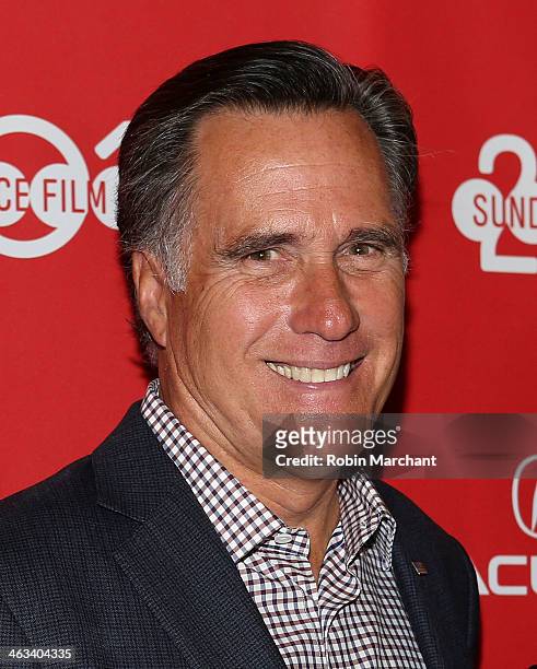 Politician Mitt Romney attends "Mitt" Premiere for the 2014 Sundance Film Festival at Rose Wagner Performing Arts Center on January 17, 2014 in Salt...