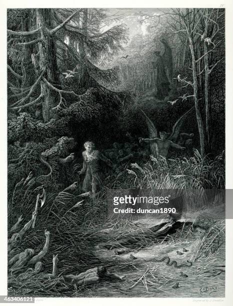 the dream of eugene aram - creepy monsters from the past stock illustrations