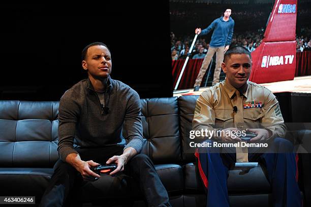 Golden State Warriors superstar Steph Curry attends the Playstation Special Announcement Event at Gotham Hall on February 13, 2015 in New York City.