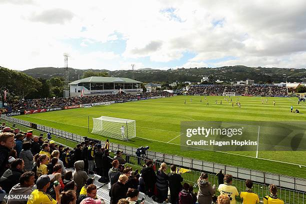 General view of Hutt Recreation Ground during the round 17 A-League match between Wellington Phoenix and Melbourne City FC at the Hutt Recreation...