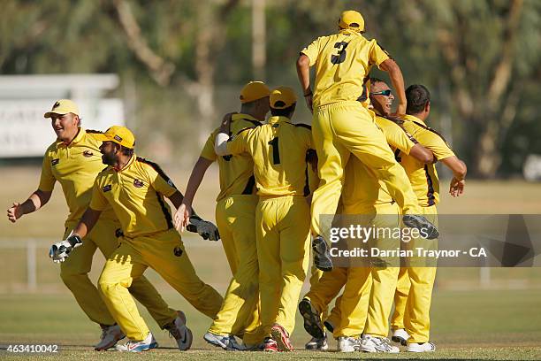 Western Australia celebrate winning the 2015 Imparja Cup on February 14, 2015 in Alice Springs, Australia.