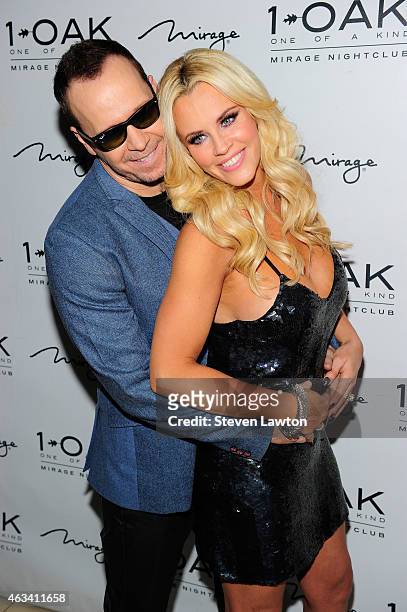 Singer Donnie Wahlberg and actress/comedian Jenny McCarthy attend a Valentine's weekend party at 1 OAK Nightclub at The Mirage Hotel & Casino on...
