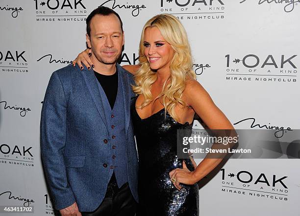 Singer Donnie Wahlberg and actress/comedian Jenny McCarthy attend a Valentine's weekend party at 1 OAK Nightclub at The Mirage Hotel & Casino on...