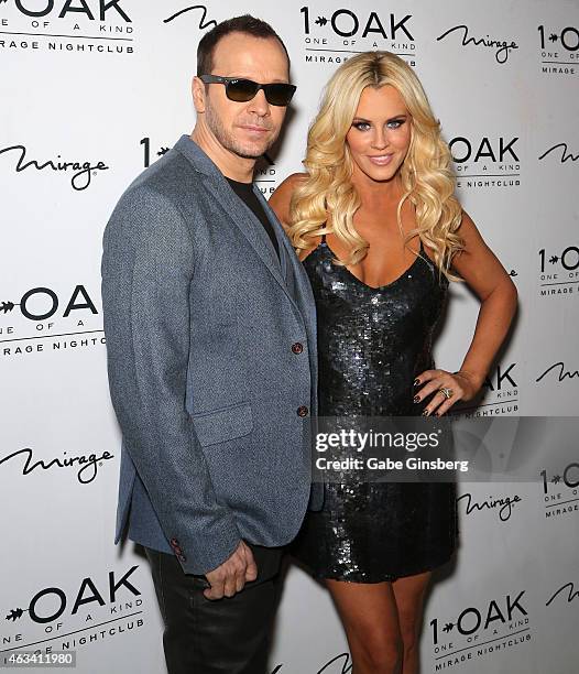 Actor/singer Donnie Wahlberg and his wife, actress/comedian Jenny McCarthy, attend a Valentine's weekend party at 1 OAK Nightclub at The Mirage Hotel...