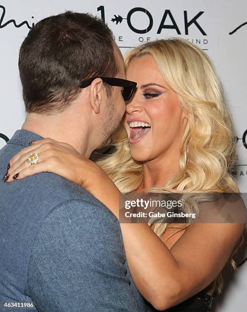 Actor/singer Donnie Wahlberg and his wife, actress/comedian Jenny McCarthy, attend a Valentine's weekend party at 1 OAK Nightclub at The Mirage Hotel...