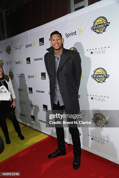 Cares Ambassador Isaiah Austin arrives for the NBA All-Star Celebrity Basketball Game 2015 at Madison Square Garden on February 13, 2015 in New York...