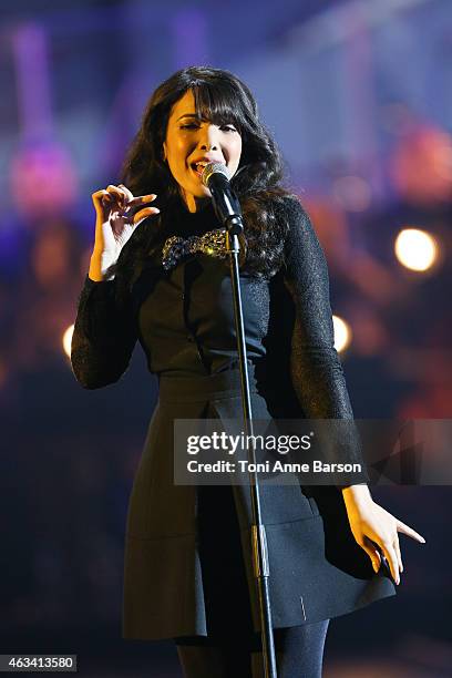 Indila performs during Les Victoires De La Musique at Le Zenith on February 13, 2015 in Paris, France.