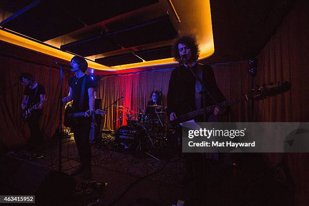 Johnny 'Bondy' Bond, Van McCann, Bob Hall and Benji Blakeway of Catfish and the Bottlemen perform on stage during an EndSession hosted by 107.7 The...