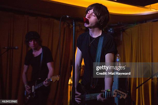 Johnny 'Bondy' Bond and Van McCann of Catfish and the Bottlemen perform on stage during an EndSession hosted by 107.7 The End at Barboza on February...