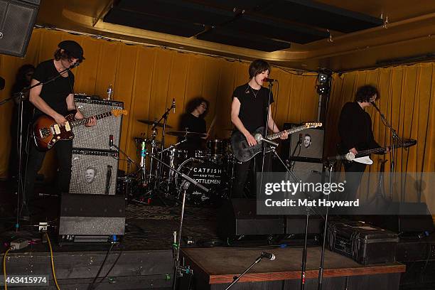 Johnny 'Bondy' Bond, Bob Hall, Van McCann and Benji Blakeway of Catfish and the Bottlemen perform on stage during an EndSession hosted by 107.7 The...