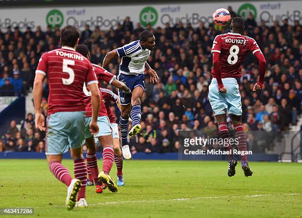 Brown Ideye of West Bromwich Albion scores their third goal with a header during the FA Cup Fifth Round match between West Bromwich Albion and West...