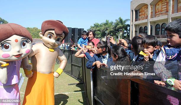 Indian animated cartoons Chhota Bheem and Chutki pose with school... News  Photo - Getty Images