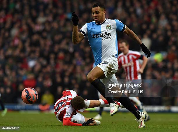 Blackburn's Norwegian striker Joshua King runs with the ball on his way to scoring their third goal during the English FA Cup fifth round football...