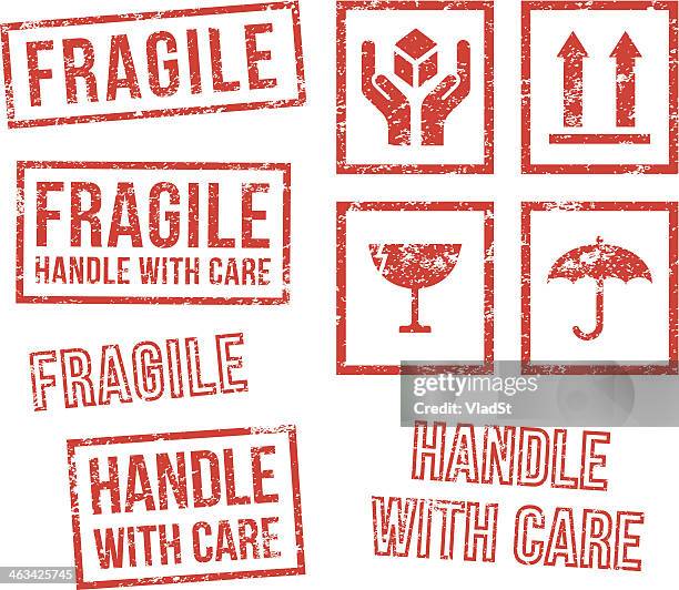 safety fragile - rubber stamps - fragile stock illustrations