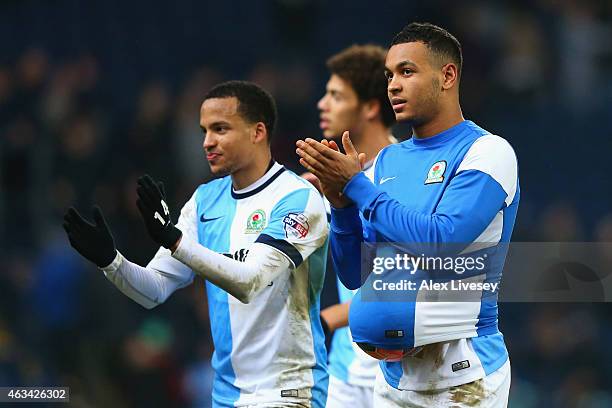 Joshua King of Blackburn leaves the field with his hatrick matchball after the FA Cup Fifth Round match between Blackburn Rovers and Stoke City at...