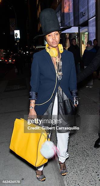 Singer-songwriter Erykah Badu is seen arriving to Fendi New York Flagship Boutique Inauguration Party during Mercedes-Benz Fashion Week Fall 2015 at...