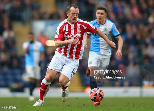 Charlie Adam of Stoke City on the ball uring the FA Cup fifth round match between Blackburn Rovers and Stoke City at Ewood park on February 14, 2015...