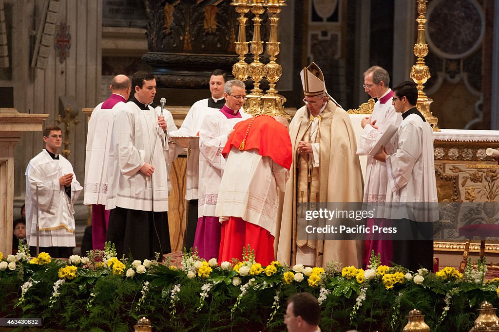 Pope Francis celebrates the consistory. Consistory for the...