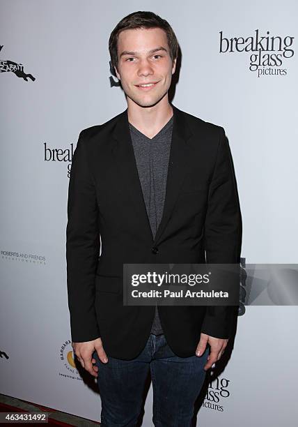 Actress Nick Krause attends the "White Rabbit" premiere at The Laemmle Music Hall on February 13, 2015 in Beverly Hills, California.