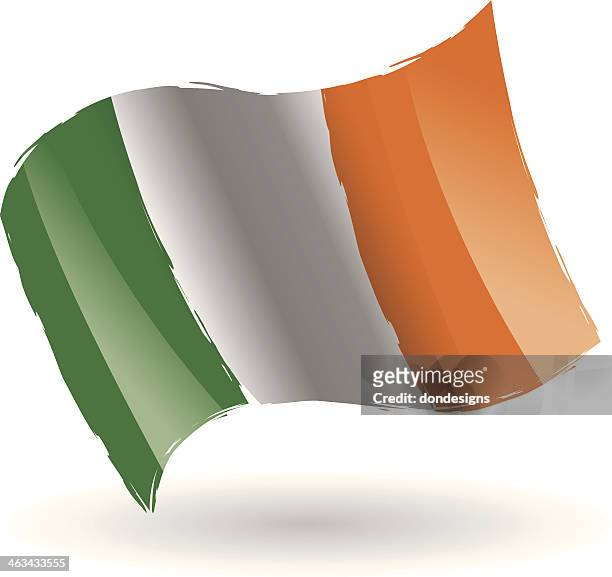 irland flagge winken - ehemalige irische währung stock-grafiken, -clipart, -cartoons und -symbole