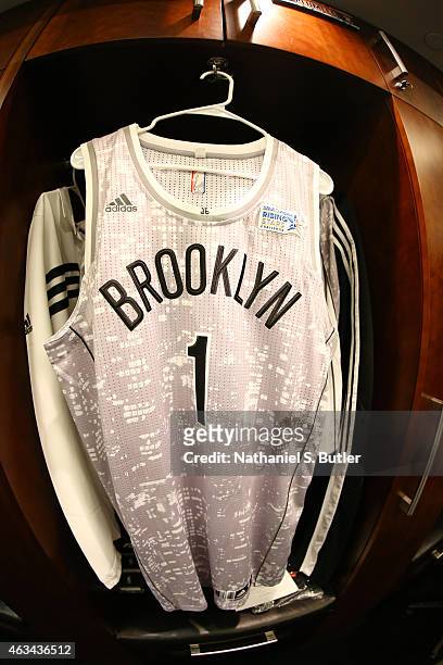 Jersey to be worn by Mason Plumlee of the U.S. Team during a game against the World Team during the BBVA Compass Rising Stars Challenge as part of...