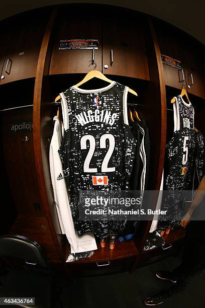 Jersey to be worn by Andrew Wiggins of the World Team during a game against the U.S. Team during the BBVA Compass Rising Stars Challenge as part of...