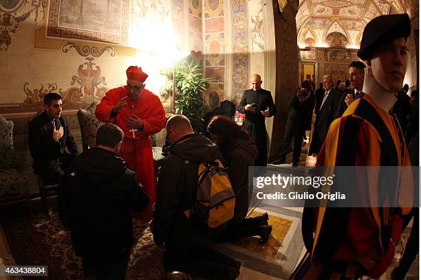 Italian Cardinal Luigi De Magistris attends his courtesy visits on February 14, 2015 in Vatican City, Vatican. In addition to 15 new electors, Pope...