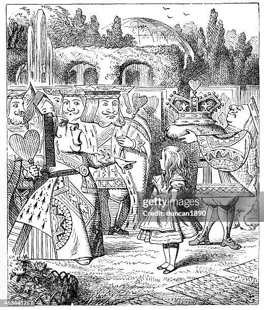 alice in wonderland-queen of hearts - alice in wonderland stock-grafiken, -clipart, -cartoons und -symbole